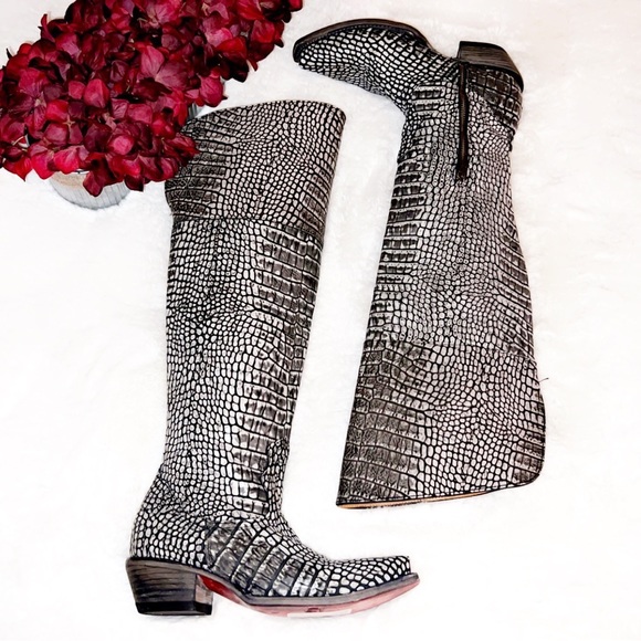 🆕FREEBIRD WYNONNA Western Boot in Black and White Croc - Picture 4 of 8